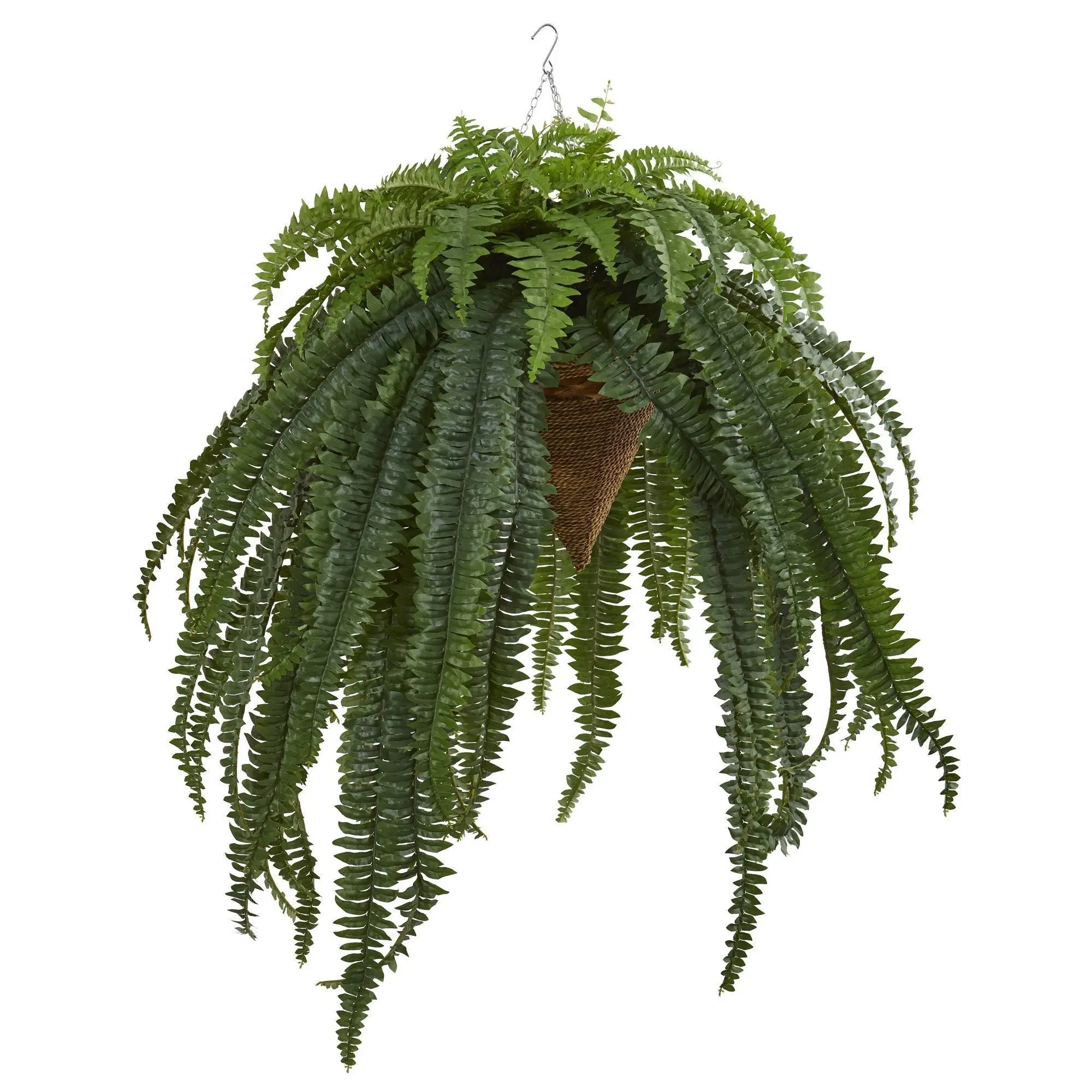 50-in Brightly Colored Synthetic Fake Ferns with Realistic Fronds, Decorative Artificial Greenery for Giant Hanging Cone Planter, Indoor Plant Decor Home Supplies, Artificial Faux Greenery