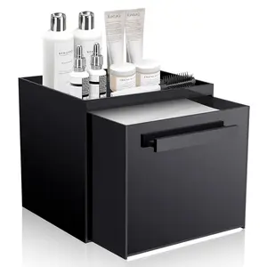 Disposable  Towel Storage Box Compatible with Clean  Club Clean Towel XL   Organizer Container Box Facial Towels Holder with Drawer Wall-Mounted (Glossy Black)