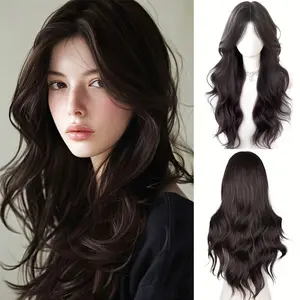 Glueless Synthetic Wig Beginner Friendly Natural Looking Dark Ash Brown Loose Wave Heat Resistant For Women Daily Wear