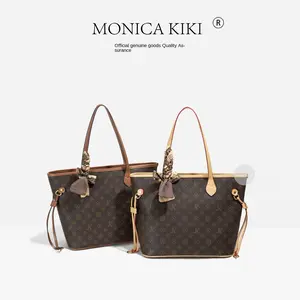 Monica Qiqi Women's High-End Commuter Large Capacity Tote Bag Autumn Winter New Vintage European Station Leather Shopper Handbag tote bag