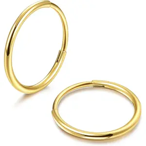 Cassieca Titanium Hoop Earrings for Women Men Girls Hinged Huggie Hoop Earrings Cartilage Helix Sleeper Lightweight Small Hoop Earring Daily