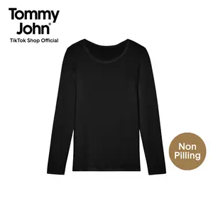 Tommy John Women’s Micro Rib Long Sleeve Tee | Silky Soft Lightweight Top | Fitted Stretch, Breathable, Tagless Comfort
