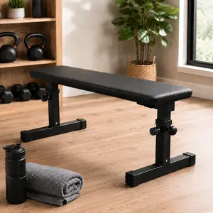 AdjustableFlat Weight Bench for Home Gym, 440 lbs Capacity Dumbbell Workout Bench with Adjustable Height,Padded Strength Training Bench for Presses, Step Ups & Seated Curls
