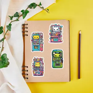 Random Vending Machine Series Graffiti Sticker, 50pcs/set Waterproof Self Adhesive Decor Paper, Decor Sticker for Gift Greeting Card Water Bottle