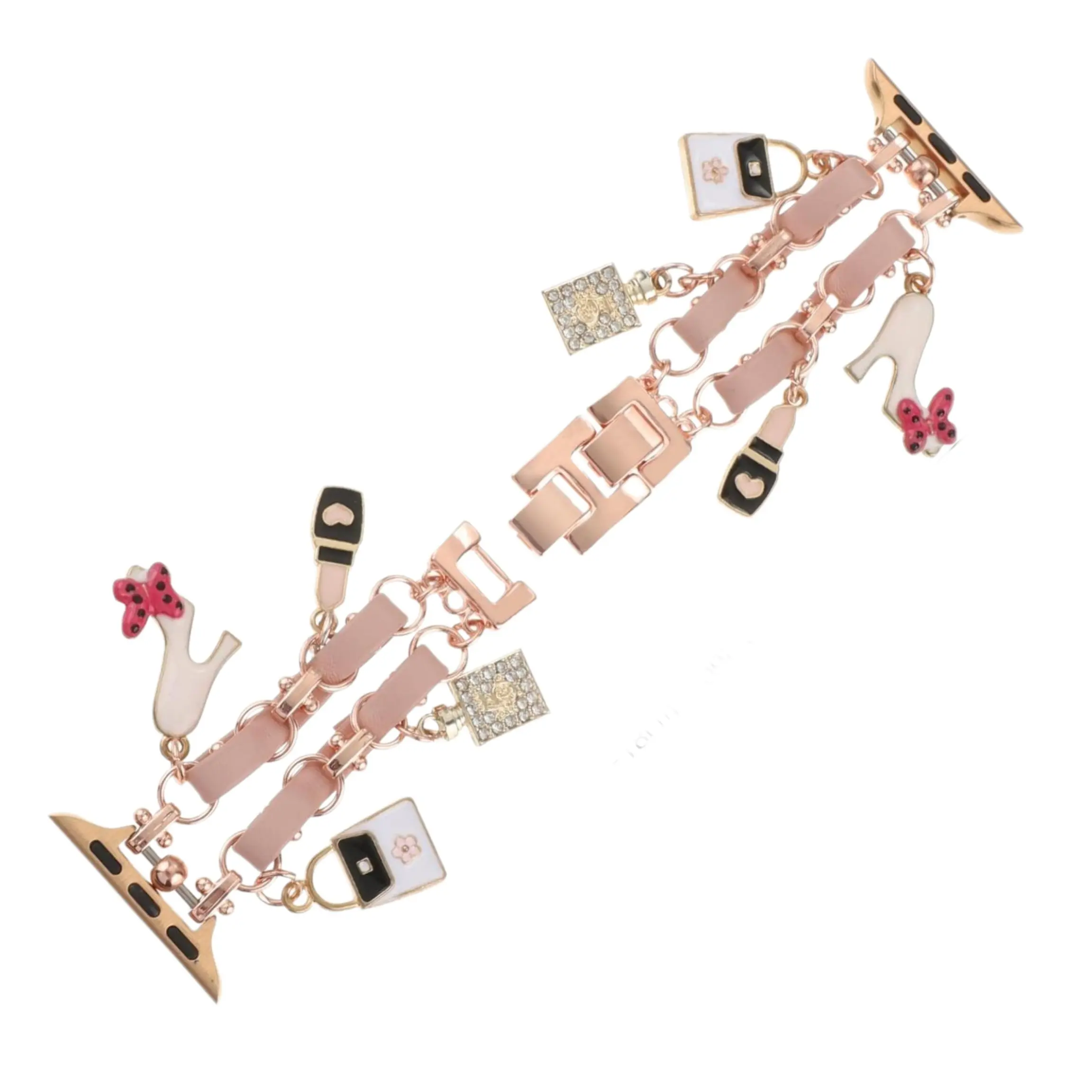 Fashionable Adjustable Durable Smart Watch Band with Love Lock Pendants, Cute Watch Band with Charms for iWatch Series 10 9 8 7 6 5 4 3 SE Ultra, Smartwatch Strap, Smartwatch Compatible Bands, Wearable Tech Accessories