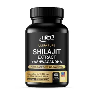 Pure Shilajit Resin Capsules - Verified 50% Fulvic Acid Himalayan Shilajit Extract - 15,000mg Raw Organic Shilajit with Ashwagandha Supplement - Lab-Tested Non GMO - 60 Vegan Pills - 2 Months Supply