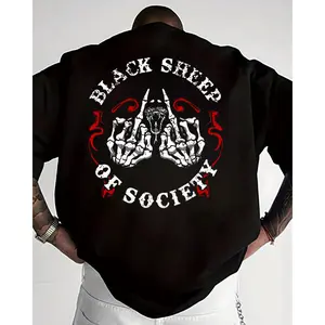 Black Sheep Of Society T-Shirt, Anti Social Rebellious Skull Shirt, Biker Outlaw Graphic Tee, Edgy Streetwear Punk Shirt, Tattoo Style Sweatshirt, Biker Hoodie