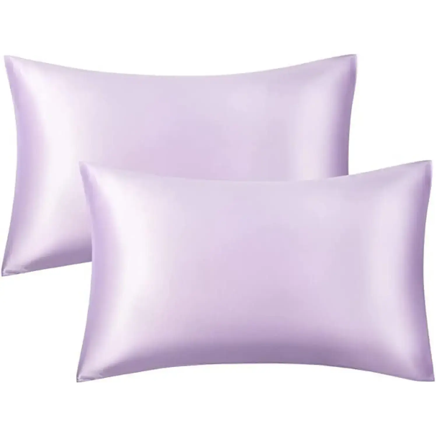 Luxury Satin Sheets Set with Pillowcases - Zipper Closure, King (20x36in), Hair-Friendly, Light Purple, Set of 2, Silky Bedding Sheets