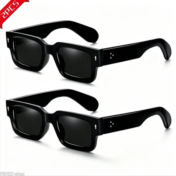 Men's Unisex 3/2-Pack Vintage Square Full Rim Statement Frame Sunglasses, Retro UV Protection Lens, Comfortable Durable Lightweight for Everyday Casual, Outdoor Wear & Festivals (Black, White, Clear Frames) campingessentials