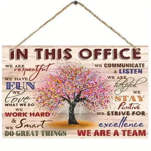 Colorful Tree Motivational Wall Art Wooden Sign, Office Teamwork Hanging Decoration, Home Inspirational Plaque, Office Decorative Wood Signage, Interior Wall Decor