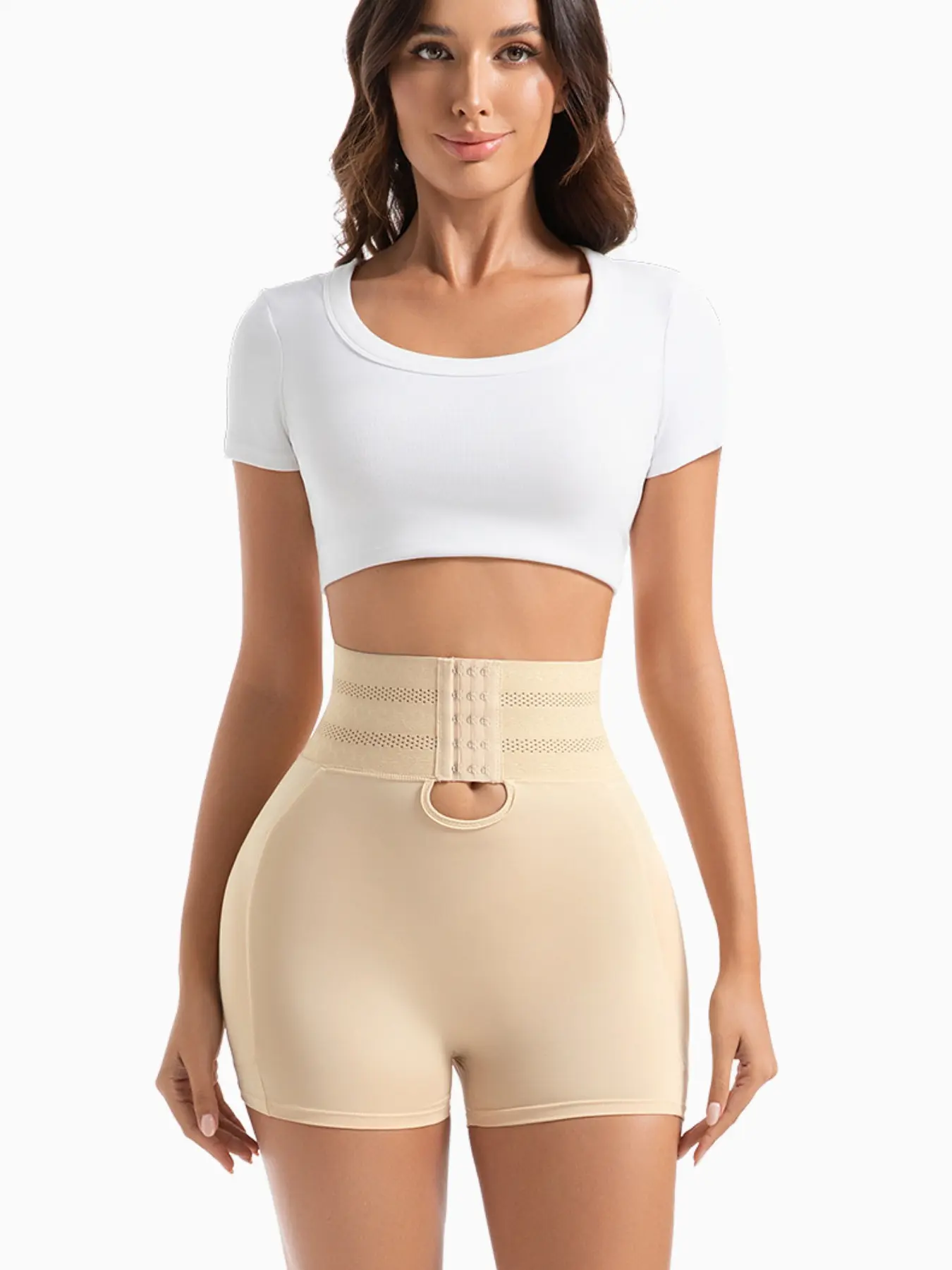 Women Plus Size High Waist Shapewear Shorts Casual Hook Closure Tummy Control Padded Hip Enhancer Butt Lifting Body Shaper Underwear
