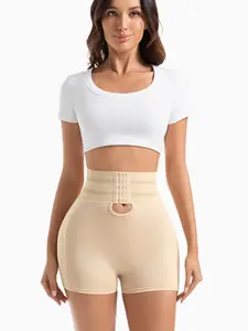 Women Plus Size High Waist Shapewear Shorts Hook Closure Tummy Control Padded Hip Enhancer Butt Lifting Body Shaper Underwear