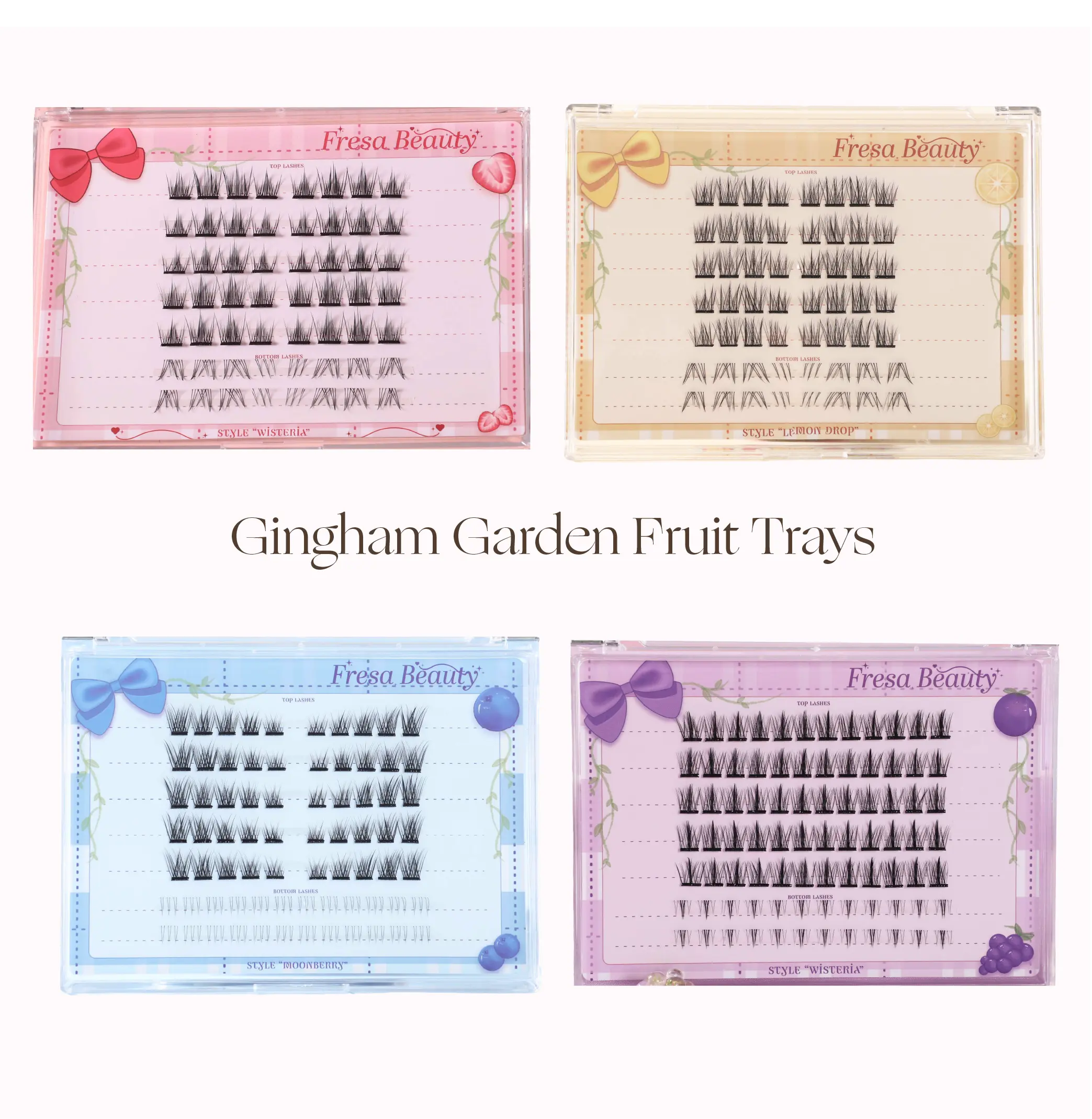 Fresa Beauty Garden Gingham Fruit Trays Top and Bottom Lashes Set