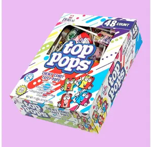 Top Pops Taffy Pops 48 Pack 4 Assorted Fruit Flavors Blazpberry Strawberry Watermelon & Strawberry Lemon Perfect for Parties & Events