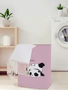 Panda Pattern Open Storage Box, Foldable Laundry Basket with Handle, Random Print, Home Bathroom Use, All Seasons