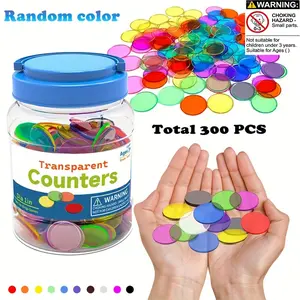 Roylanz 300pcs Translucent Pattern Blocks Toys, 10 Color Tangram Puzzles, Math Manipulatives, Educational Learning, Home School Supplies