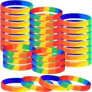 40 count Gay Pride Wristbands LGBT Lesbian Rainbow Wristbands   Rubber Bracelets