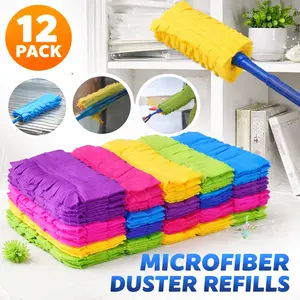 12 Pcs Duster Refill – Reusable Fleece Flat Duster Refills, Washable Cleaning Pads for Multi-Surface – Home, Blinds, Car, Pet Hair, Furniture, Fans