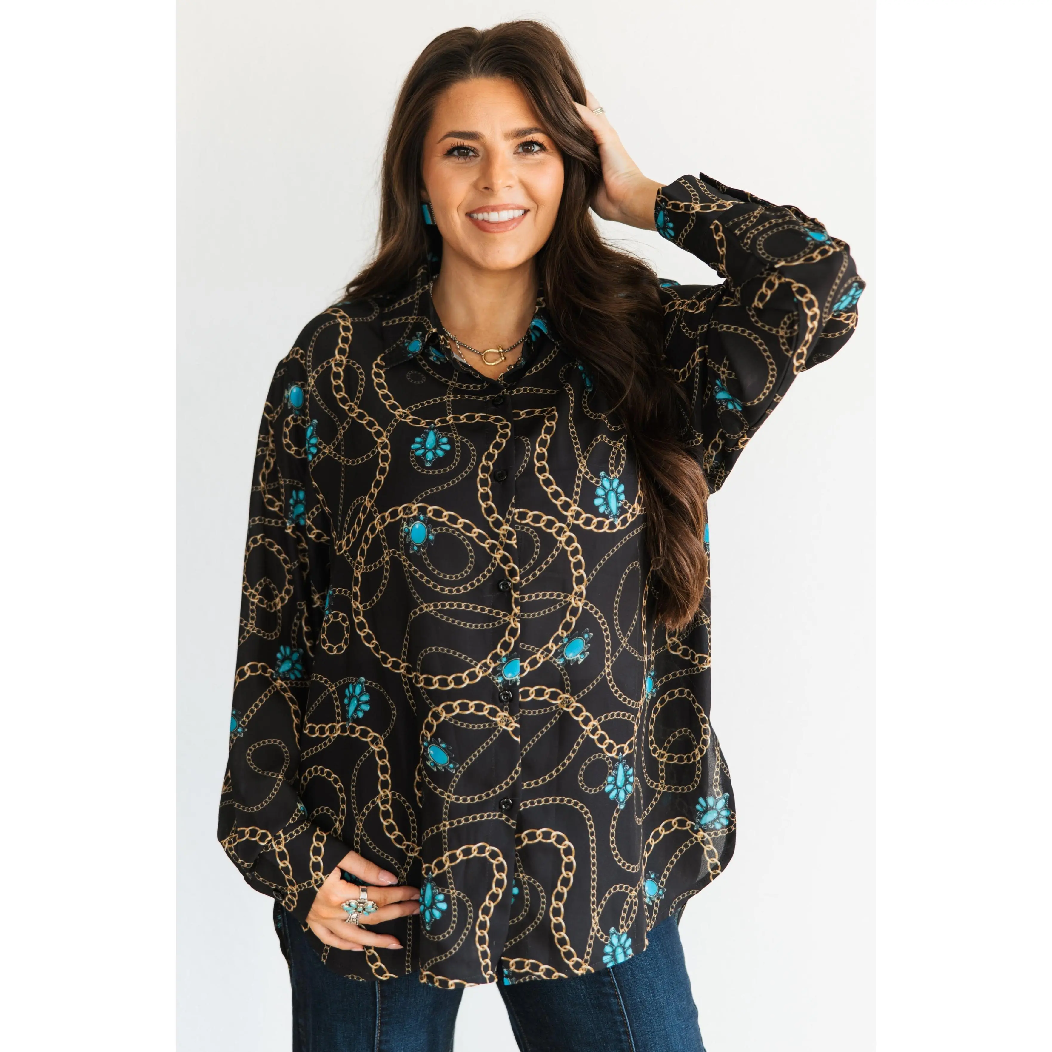 BLACK GOLD CHAIN BLOUSE