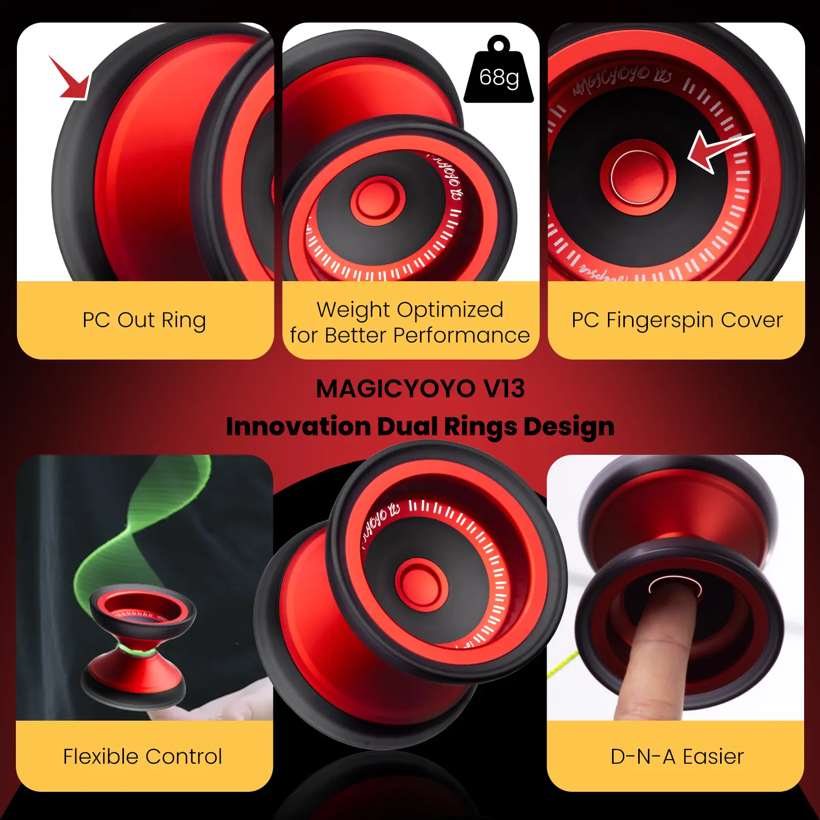 MAGICYOYO V13 DEEPSPIN Bi-Material Yoyo for Kids 8-12 and Adults