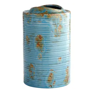 Blue Glaze Brussels 12 Inch Tall Terracotta Vase - Style: 7646742