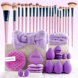 High-Value Makeup Set, Makeup Brush Kit, Makeup Tool Kit, Multi-Shapes Multi-Sizes, Fluffy Cleaning Sponge, Soft Headband, Velvet Powder Puff, Perfect Gift for Beauty Lovers