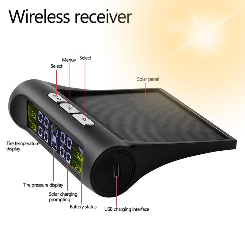 Car Security Essential - Smart TPMS Solar Charging Auto Alarm Digital Display