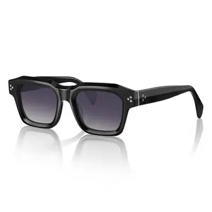 Gesruny Men’s Sculptural Flat-Top Acetate Sunglasses – Bold Square Frame with Spring Hinges & UV400 Protection