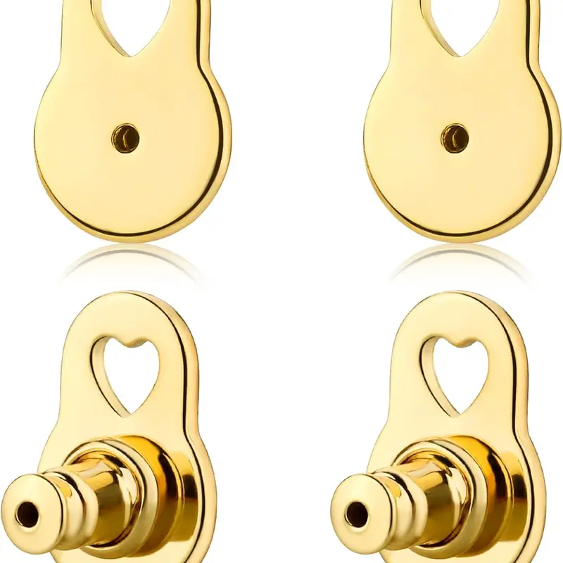 Sicbumi 14K Gold-Plated D-Shape Gold Lobe Lifters for Women - Daily Comfortable Earring Backs for Heavy Earrings, Droopy Ears, Studs - Elegant Easy Replacement Fashion Jewelry Accessories