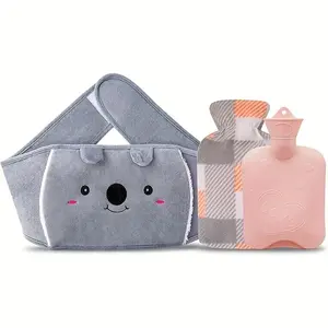 Hot Water Bag & Plaid Cover & Waist Hot Water Bottle Belt Set, 3 Counts/set Soft & Comfortable Hand Warmers Hot Water Bottles & Hot Water Bottle Belt