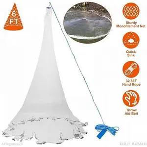 6ft Radius Fishing Cast Net – Easy Throw Hand Cast Net with Heavy Duty Chain Sinker Bottom for Bait Trap and Wide SpreadAEleganza22XXALUE BAZAAR11