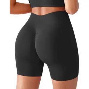 Seamless Impact Compression Scrunch Butt Lifting Shorts for Women V Back 5" Inseam High Waist Workout Gym Yoga
