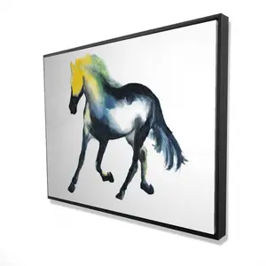 Begin Home Decor 2081-3648-AN366 36 x 48 in. Galloping Horse - Blue Horse Framed Canvas for Home Decor
