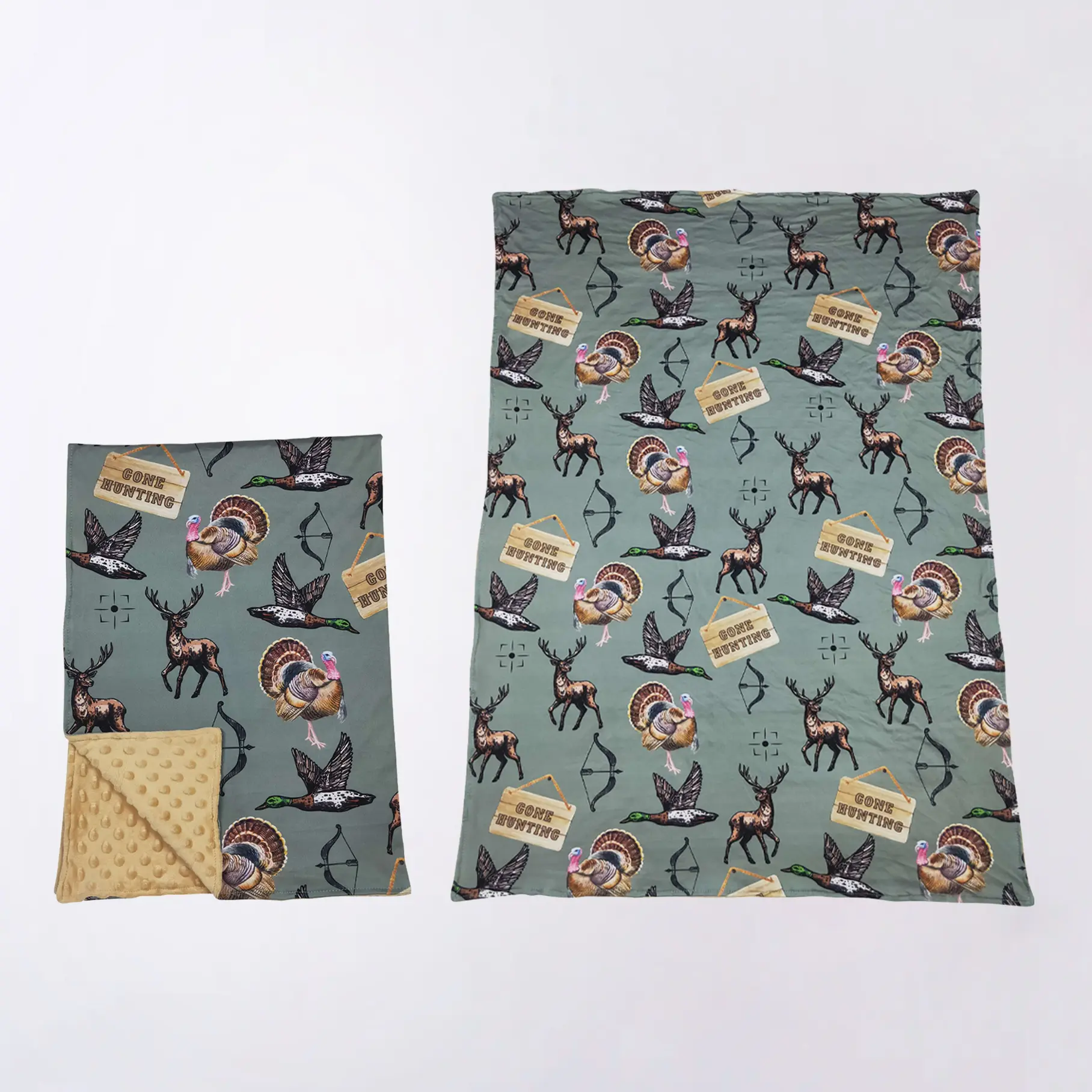 Gone Hunting turkey Minky Kids Blanket Gone Hunting turkey Minky Kids Blanket