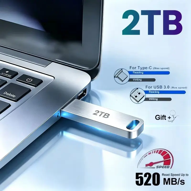Metal USB Adapter Flash Drive USB 3.0 256GB 512GB High Speed Metal Mini U Disk Pendrive 1TB 2TB Memory Stick