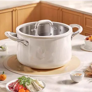 Food-Grade Stainless Steel Dual Ear Soup Pot, Household Cooking Rice Cooker, Compatible with Induction and Gas Stoves, Steam and Boil Pot