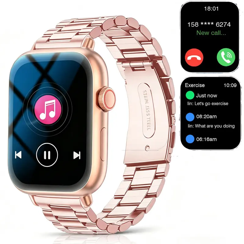 Wireless Smartwatch with Silicone Strap - Music Control, Remote Camera Shutter, Real-Time Weather Forecasts, Multiple Freely Switchable Sports Modes, Various Watch Faces (for Smart & Wearable Devices)