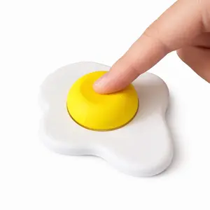 Fried Egg Fidget Clicker Toy for Stress Relief and Anxiety Satisfying Click Button Pocket Size Fidget Toy for Adults and Kids Desk Toy ADHD Focus Toy Calming Sensory Toy Portable Handheld Clicker for Work School Travel