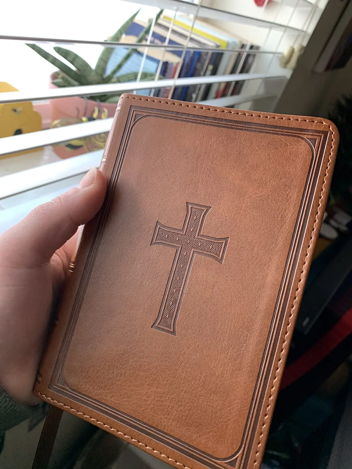 KJV Large Print Compact Bible – Saddle Tan Faux Leather