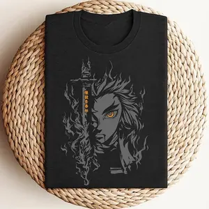 Demon Slayer Shirt, Rengoku Anime T-Shirt, Anime Graphic T-Shirt, Japanese Anime Tee, Manga Shirt, Gift For Anime Lovers, Nerdy Gift İdeas