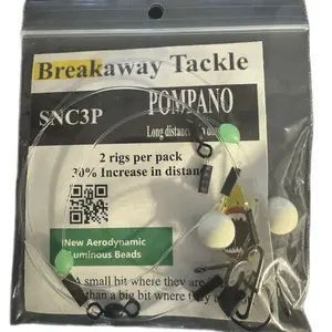 Breakaway Tackle SNC3P Pompano Long DistanceClip Down Rig, 2 rigs per pack, 30% Increase in distance, New aerodynamic luminous beads.