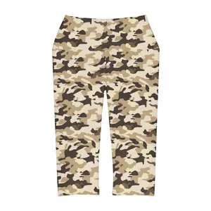Brown/ Beige Camo Yoga Capri Leggings