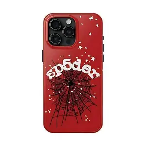 Cool Spiderweb-Patterned Punk-Style Film Phone Case — Compatible with iPhone 13, 14, 15, 16, 17