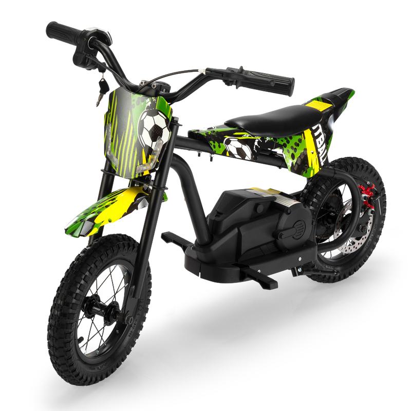 24V Kids Electric Dirt Bike, Battery Powered Ride-On Motorcycle w/ LED Lights, Adjustable Speed, Rear Disc Brake, Power Display, Rubber Tire, Max Speed 13 MPH,Christmas presents Green