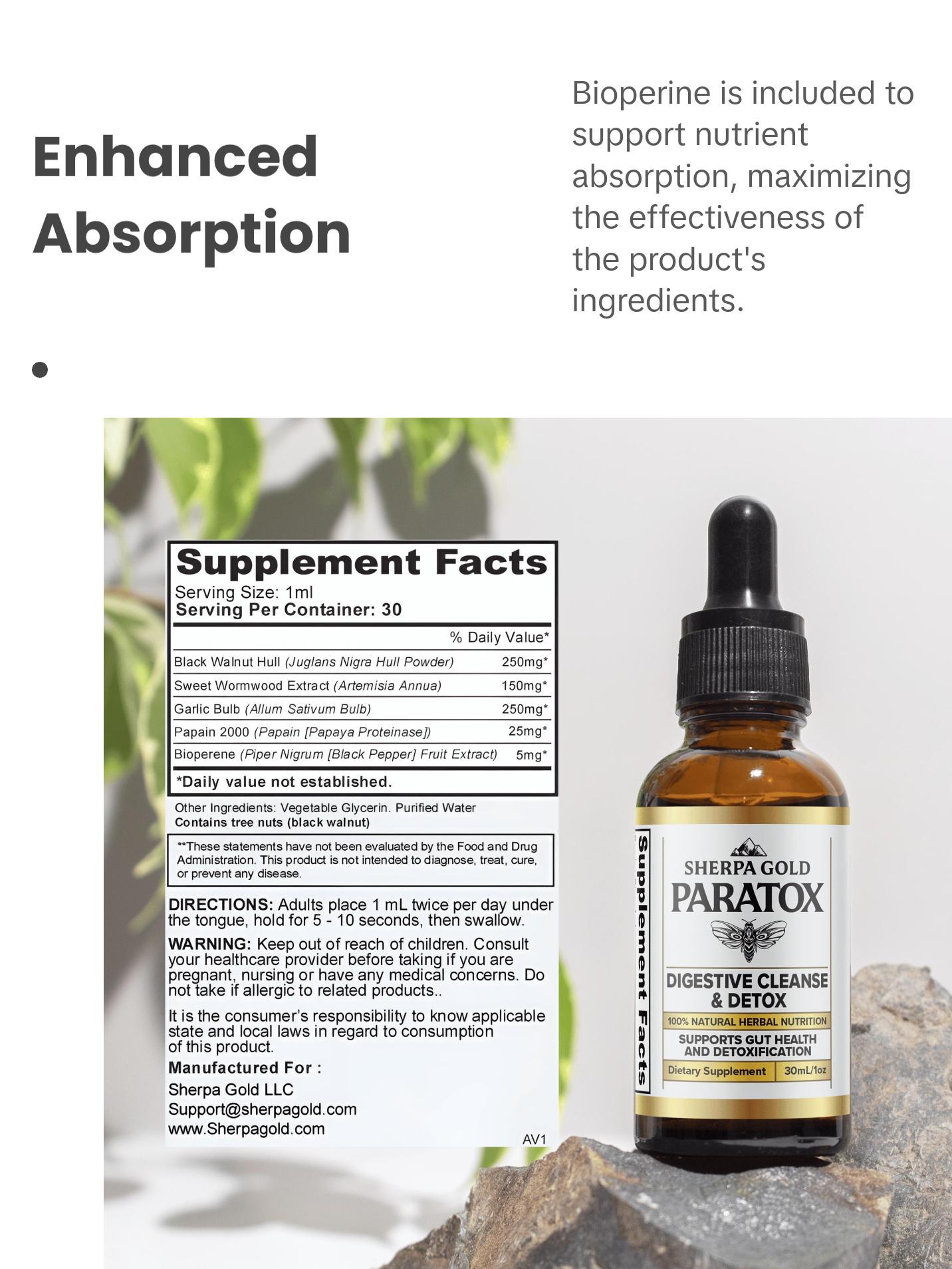 Paratox Detox & Cleanse Natural- Sherpa Gold Healthcare Supplement