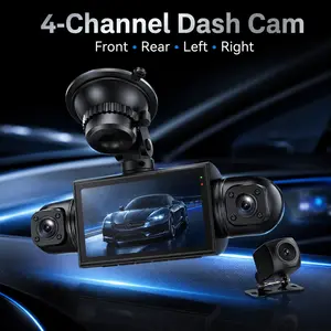 1080P 4 Channel Dash Cam, Multi Camera Dashcam, Front Rear Left Right, 3.0'' IPS Screen, Night Vision, Parking Monitor, Loop Recording, Wide Angle Camera