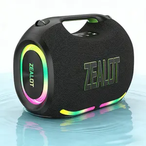 ZEALOT 120W Portable Bluetooth Speaker, IPX7 Waterproof HIFI Stereo, Deep Bass, 24000mAh Long Battery Life, RGB Lights, Dual Carry Modes, DSP EQ/PD Fast Charge/Power Bank/BT5.4, Ideal Beach Speaker.