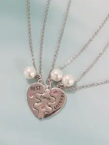 Best Friend Necklace Set (3 Pieces), Heart Pendant Matching Necklaces, Perfect Gift for Best Friends, Forever Friendship Jewelry, Heart Shaped Necklace, Dainty Necklace