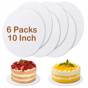 6 Pcs Cake Boards,White Cake Boards 10 inch Round,100%Food-graded Cardboard Cake Rounds,Waterproof and Oil-proof Cake Base for Cake DIY, Wedding, Birthday, Dessert, Pizza Decorating & Exhibition