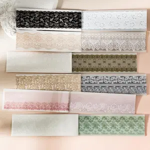 6 sets, 1 set 16 simple sticker sheets featuring lace pattern theme, vintage minimalist style, made PET waterproof material, self adhesive DIY journal decoration scrapbook stickers